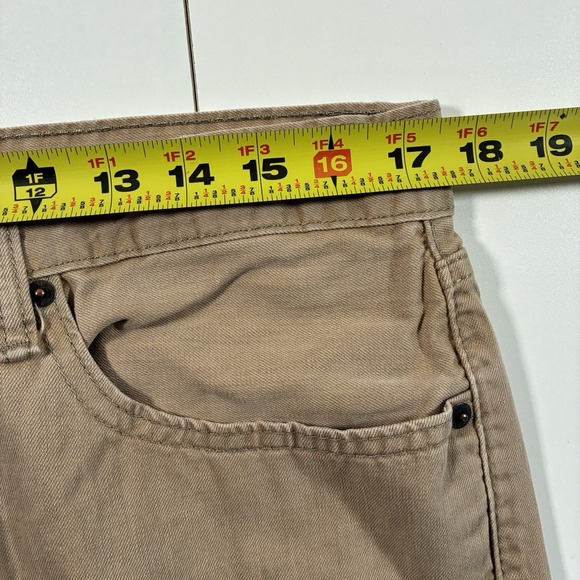 Levi's 505 Jeans 35x33 Beige Khaki Denim Cowboy USA White Tab (Tag 34x34) - Picture 7 of 10